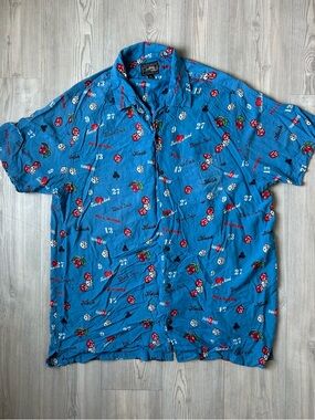 Steve & Barry's Blue Casino Dice & Cherries Button-Up Shirt